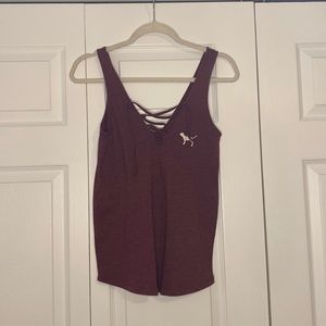 VS Pink Maroon lace up tank top